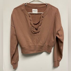 A&F Lace-Up Crop Sweatshirt